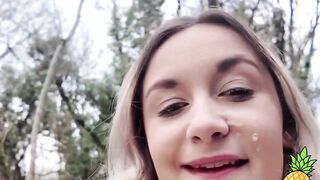 French Blondie LouLou Sucks Outdoors - Public BJ in Paris