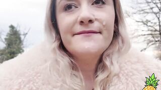 French Blondie LouLou Sucks Outdoors - Public BJ in Paris