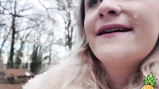 French Blondie LouLou Sucks Outdoors - Public BJ in Paris