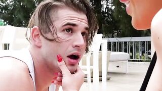 Volupteous Babe Gives Outdoor Blow Job & Facial To Stud - Garden Porn