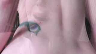 Redheaded Vixen Katy Kiss Fingers Her Puffy MILF Lips Before Riding A Big Dick