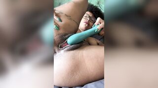 French Girl Masturbates to Latin Music - Older Woman Fingers Hairy Pussy