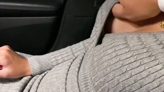 Slutty Wife Gives Sloppy Car Blow Job & HandJob - POV