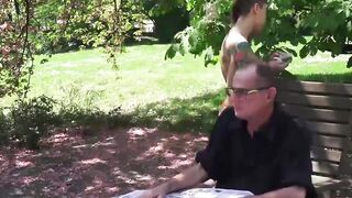 Senior Citizen Fucks Young Bimbo Outdoors
