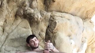 Pale Twinks Solo Masturbation - Close-up View of His Big Load