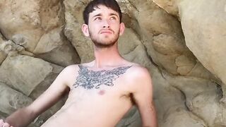 Pale Twinks Solo Masturbation - Close-up View of His Big Load