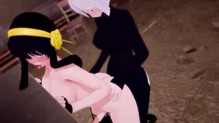 Фута Йор и Фута Фиона трахают друг друга. Spy × Family 1 серия