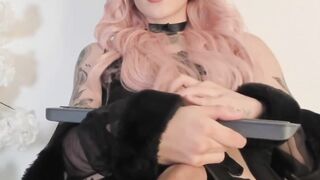 Hot Pink Hairstyle Sissified Crossdresser Strokes Huge Transcock