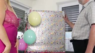 Grandpa's Birthday Gift - Teen Step-Sister Fucks Older Man