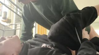 Hot MILF Gives Blowjob to Hunk in Black Lingerie - French Amateur
