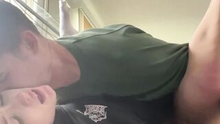 Hot MILF Gives Blowjob to Hunk in Black Lingerie - French Amateur