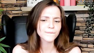 Brown-Haired Babe Masturbates in Front of Camera