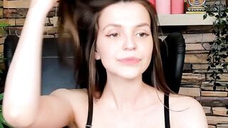 Brown-Haired Babe Masturbates in Front of Camera