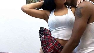 Tall-Girl's Passionate Kisses with Big Black Dick