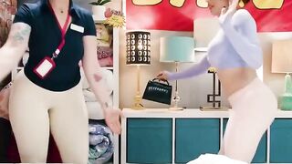 Big-Boobs Blondie & Curvy Sales Lady Share A Big Dick - POV
