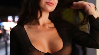 Elle Walks Naked in Public with Her Big Boobs on Display" (French to English Translation)