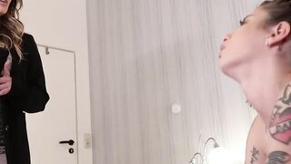 Step-Mother Teaches Stepdaughter How To Deep Threat On Dad's Dick" or "Deep Dish MILF - Older Mom & women Share A Huge Load Of cum!