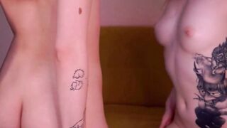 Lesbian Teen Cutie Puppets Fucked by Dildo in Threesome