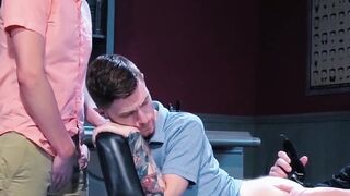 Barbershop Threesome - Shaving & Fisting Action with JoeysD