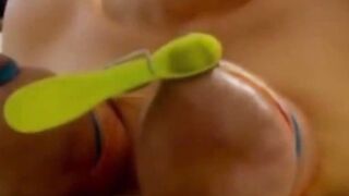 Dominatrix BDSM Mistress Teases Submissive Slave with Her Boob Play & Orgasm Denial