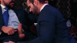 Classy Executives Enjoy Sloppy Blowjob After Card Game - PornPros