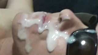 Mature Woman Receives Huge Load on Face - Old Granny Facesitting & Creampie