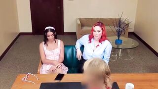 Coeds Share Teacher's Dick in Classroom - BossBabez
