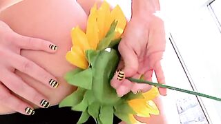 Blondie Bombshell Blows Up Her Chair With A Huge Sex Toy