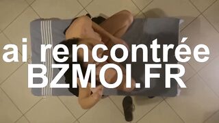 Threesome Gangsquat - French MILF Fucked by Three Guys in Thong Lingerie