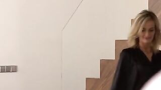Slender Blondie Gives Sensual Massage to Huge Dick