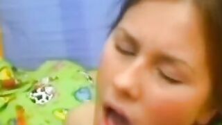 Hot Brunette Minx Sucks & Swallows A Huge Load From Her Step-Brother's Dick