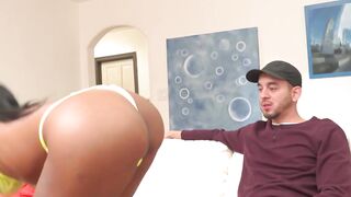 Ebony Slot Machine - Black Girl Swallowing A Big White Dick