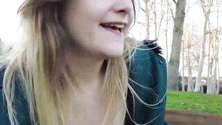 French Babe Masturbates Outdoors in Public Park