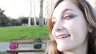 French Babe Masturbates Outdoors in Public Park