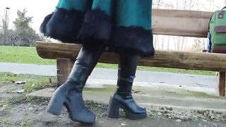 French Babe Masturbates Outdoors in Public Park