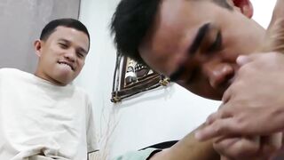 Asian Twink Duo - Footjob & Blow Job Ends With Hot Load On Face
