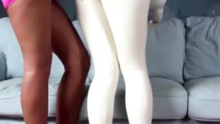 Brunette Babe Angelina Heart Spanking Her Pet's Ass in Leather Gloves