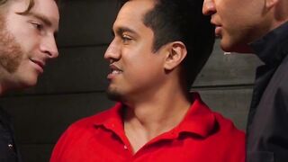 Rough & Raw - Suspended Bottom Gets Milked By Two Hunks In Threesome