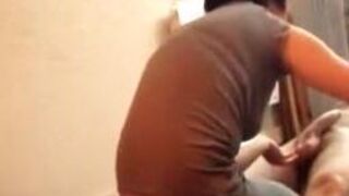 Asian Step-Mother Gives Sensual Massage to Her Stepson - Spying on Him