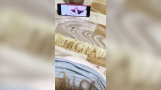 Little Blonde Nailed inside Mouth and Booty, Mfm Vibrator, double penetration