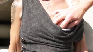 Grandma's Outdoor Sex Adventure - Old Lady Sucks barely legal Stud in Public