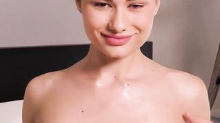 Oil-Slick Babe Teasing Her Body With Slippery Fingers - Leila Banon