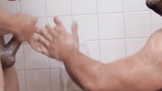 Shower Threesome - Old Man Fucks Two Hot MILFs Sensually
