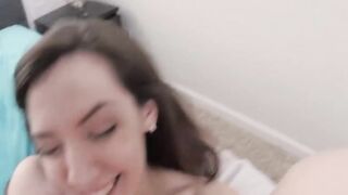 Teen Step-Daughter's Ass Riding on Dad's Big Dick - Ember Stones