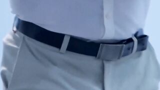 Classy Model Ass Bared For Muscular Photographer's Camera