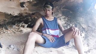 Asian Twinks Outdoor Adventure - Anal Play with Dildo & Handjob