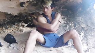 Asian Twinks Outdoor Adventure - Anal Play with Dildo & Handjob