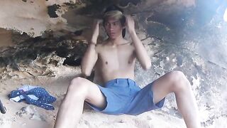 Asian Twinks Outdoor Adventure - Anal Play with Dildo & Handjob