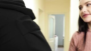 Nerdy Girl's Boyfriend Gets A Surprise Blowjob From Her Step-Dad - Mia Lelani