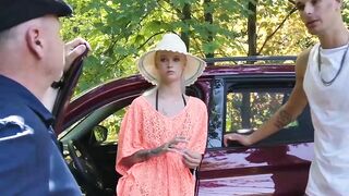 Grandpa's Car Blowjob - Old Man Fucks barely legal Slut Ariella Ford